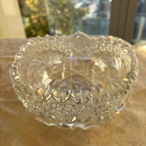 Beautiful American Brilliant Cut Crystal Round Carnival glass Fruit Bowl